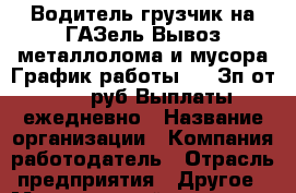 Водитель-грузчик на ГАЗель.Вывоз металлолома и мусора.График работы 5/2.Зп от 40000руб.Выплаты ежедневно › Название организации ­ Компания-работодатель › Отрасль предприятия ­ Другое › Минимальный оклад ­ 40 000 - Все города Работа » Вакансии   . Владимирская обл.,Радужный г.